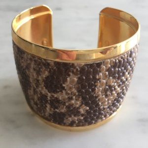 Kenneth Jay Lane Gold Faux Snake Skin Cuff/Bracele